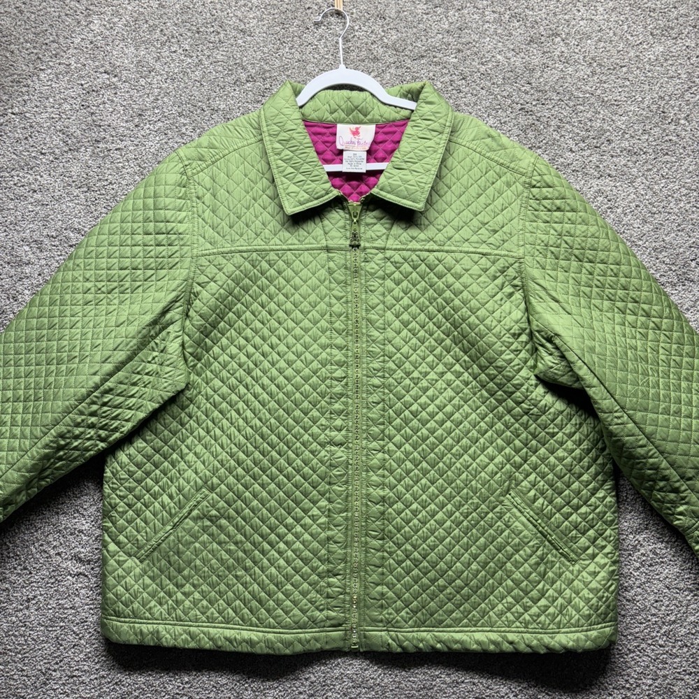 Vtg Quacker Factory Silk Jacket 3X Quilted Embroidery Grannycore Rhinestone Lady